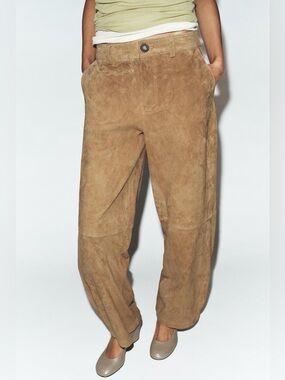 Zara women’s 100% suede leather pants size large